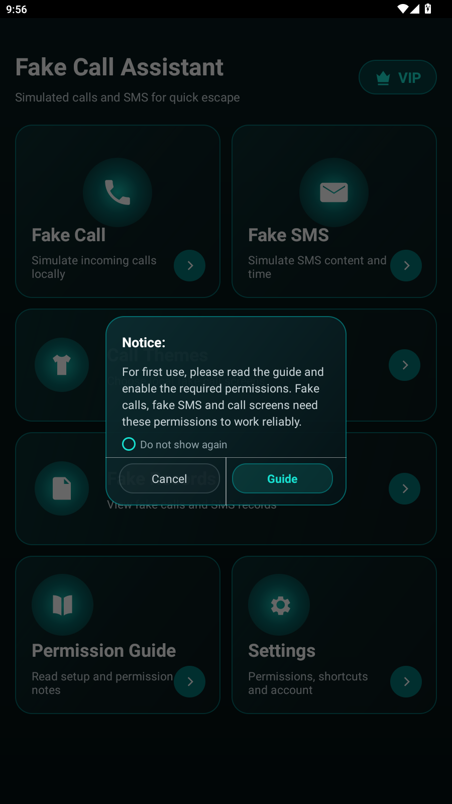 Incoming call simulator home screen